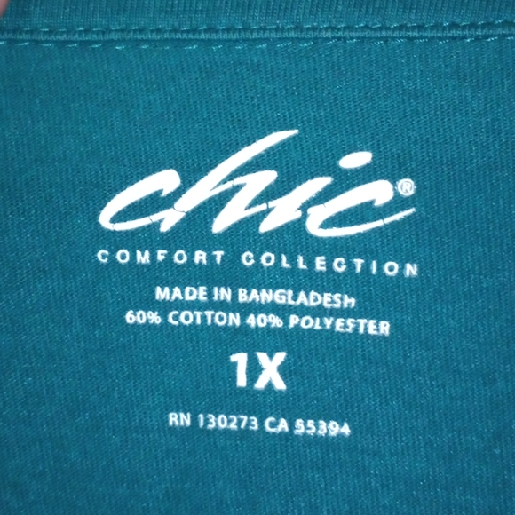 Chic Comfort Collection teal blouse - Picture 2 of 2